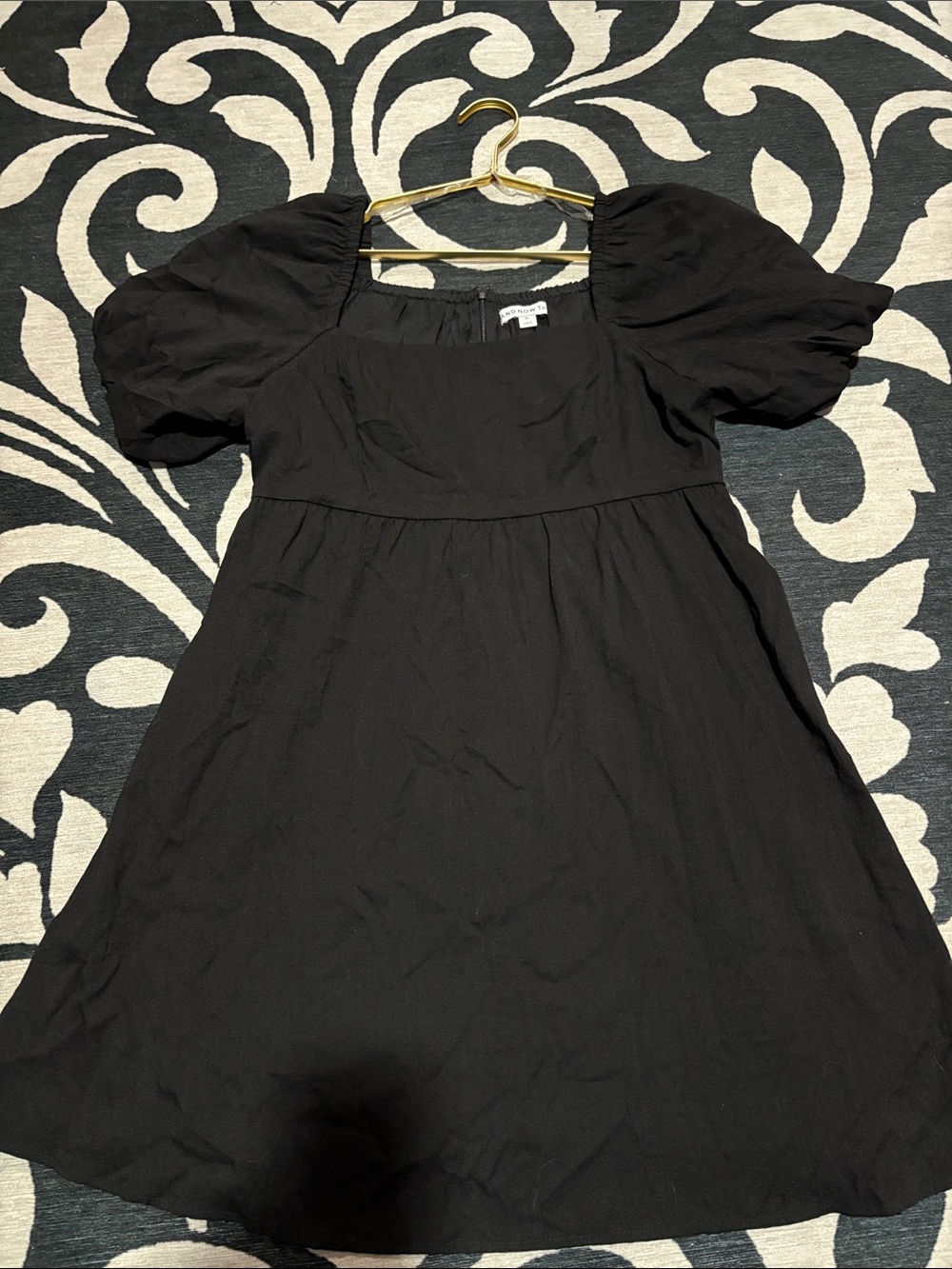 And Now This Black Puff-Sleeve Casual Women's Dress